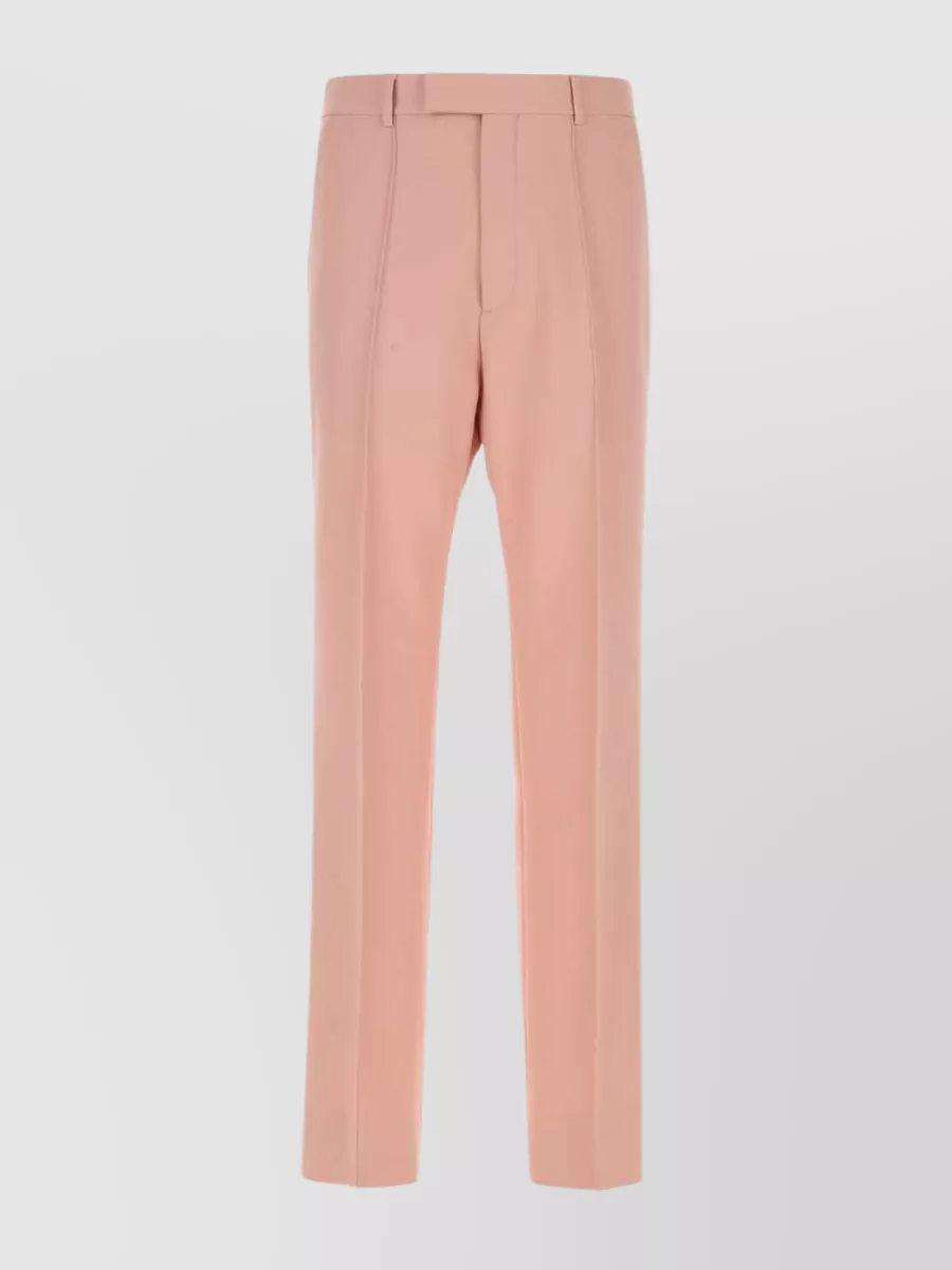 Shop Gucci Creased Slim-leg Trousers With Belt Loops In Pink