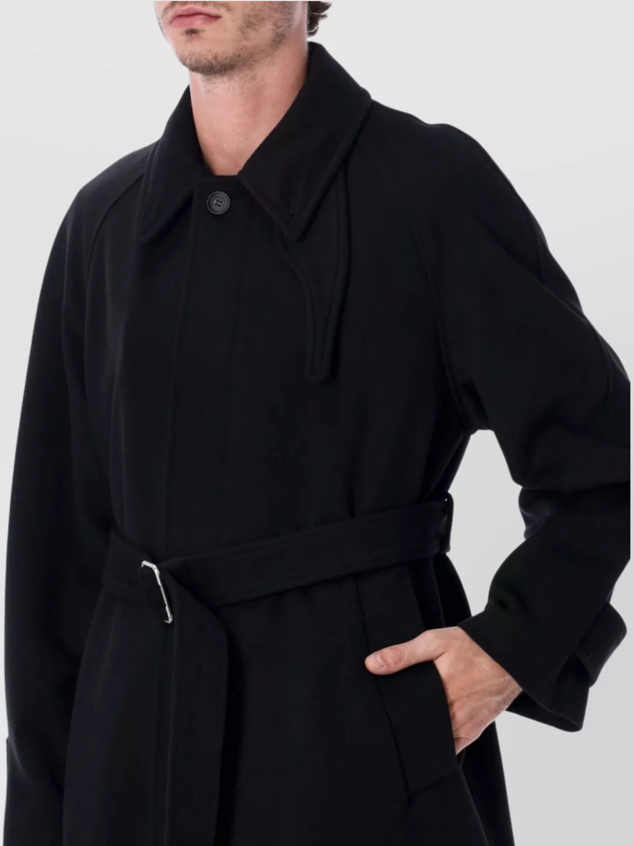 Ferragamo Long Belted Coat Side Pockets