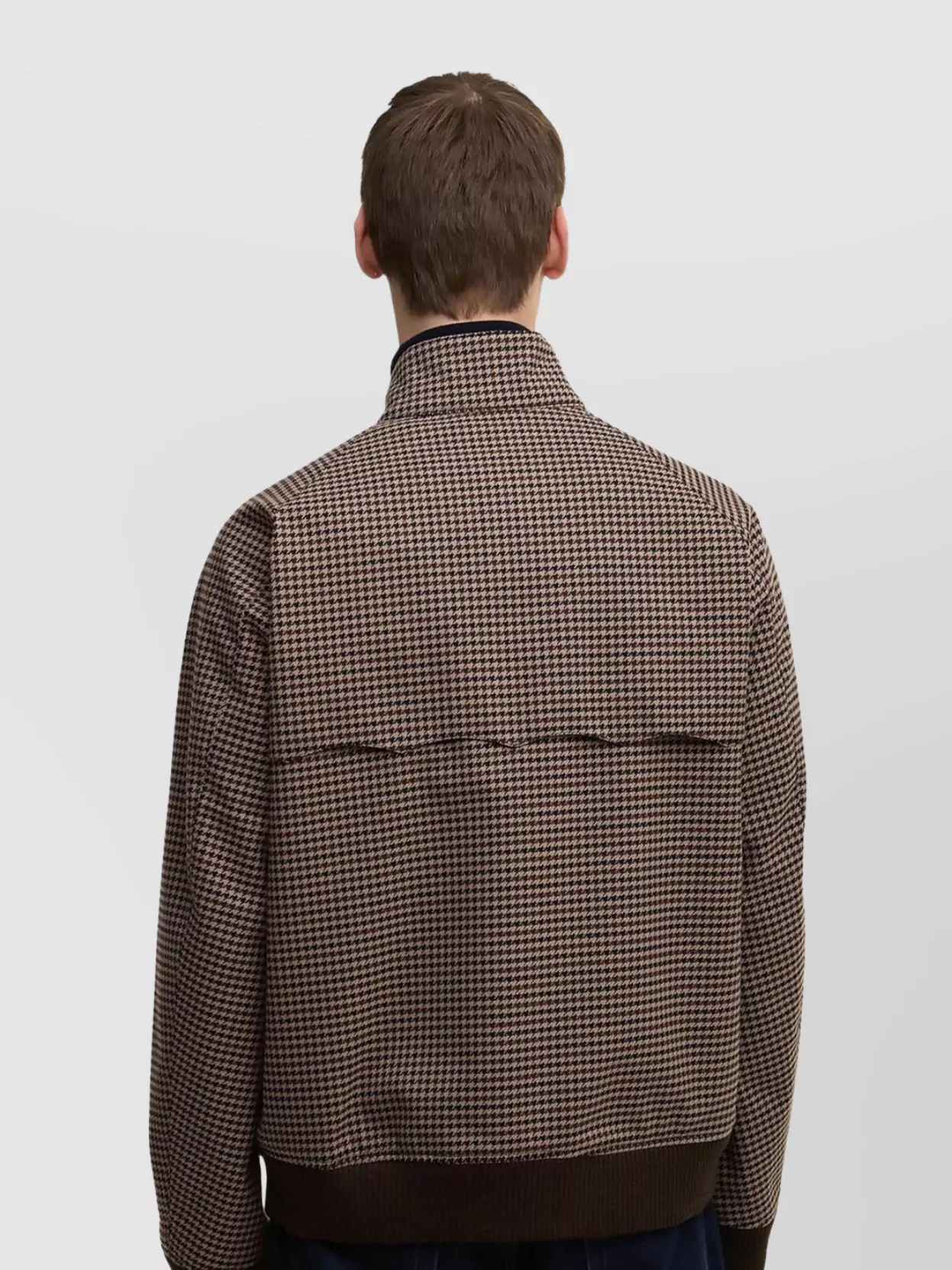 Barbour Houndstooth High Collar Waterproof Jacket In Brown