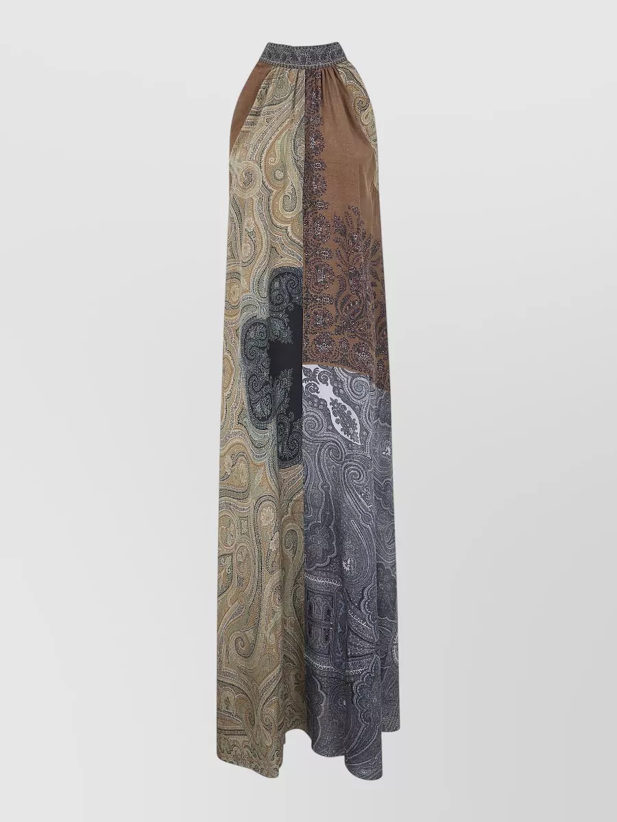 Pierre Louise Mascia Brule Dress Halter Neck Paisley Print In Multi