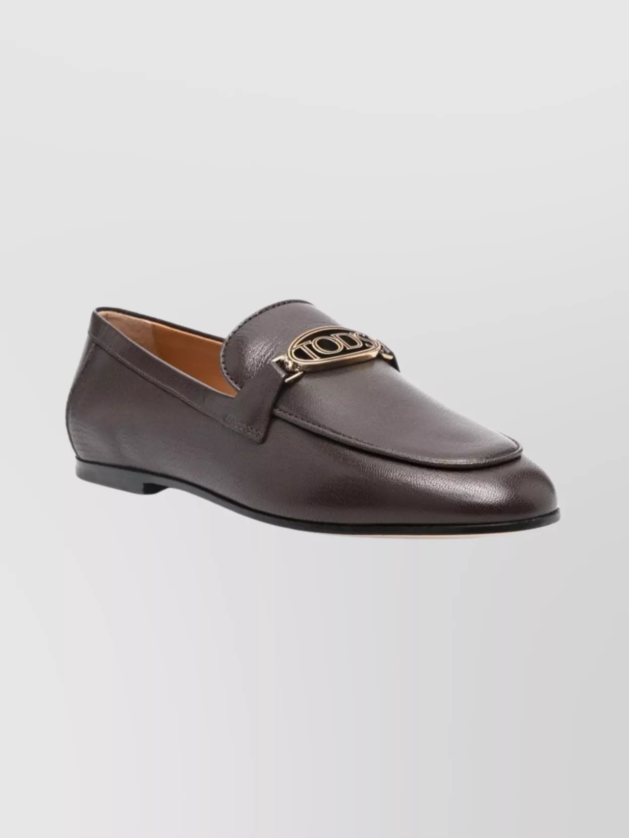 Tod's Almond Toe Leather Loafers With Crinkled Finish