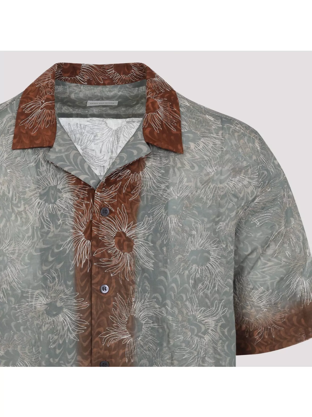 Dries Van Noten Short-sleeved Floral Pattern Shirt In Vibrant Green