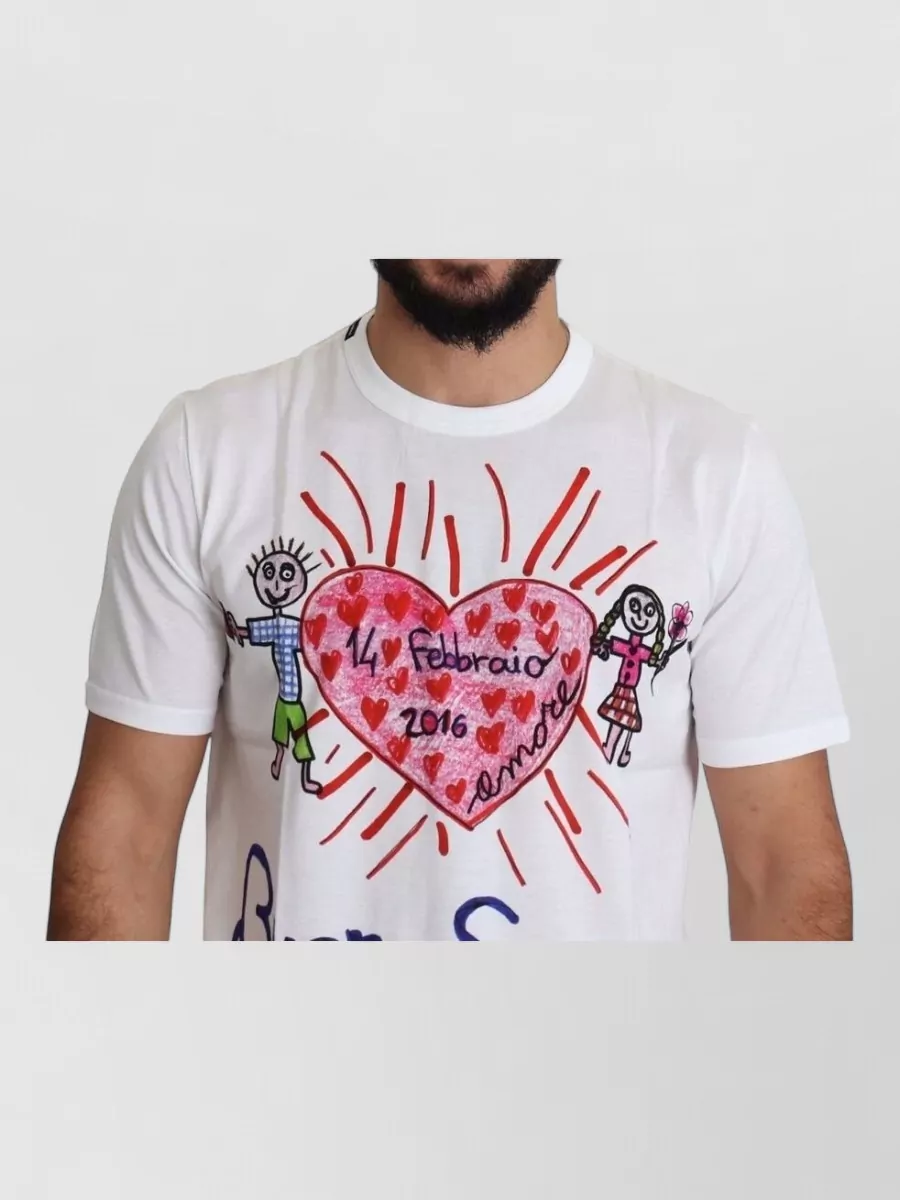 Dolce&Gabbana Cotton Heart Print Crew Neck T-Shirt