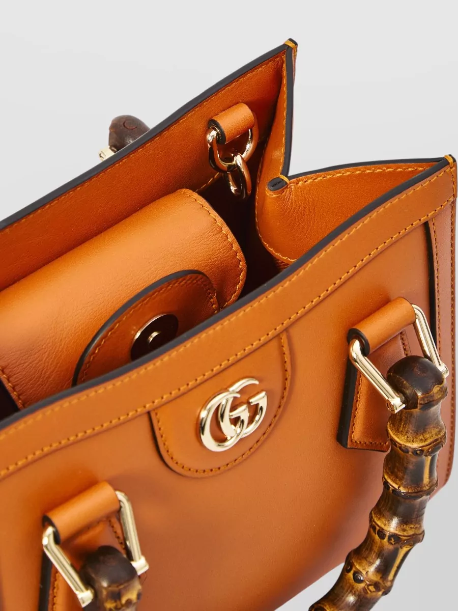 Gucci Diana Small Leather Tote Bag Bamboo