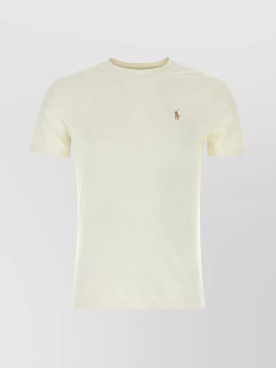 Shop Polo Ralph Lauren Cotton Crew Neck T-shirt In Beige
