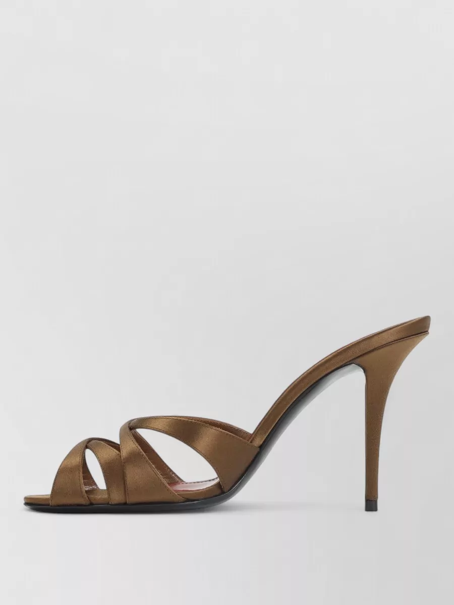 Saint Laurent Chandelle 95 Open Toe Satin Stiletto Sandal