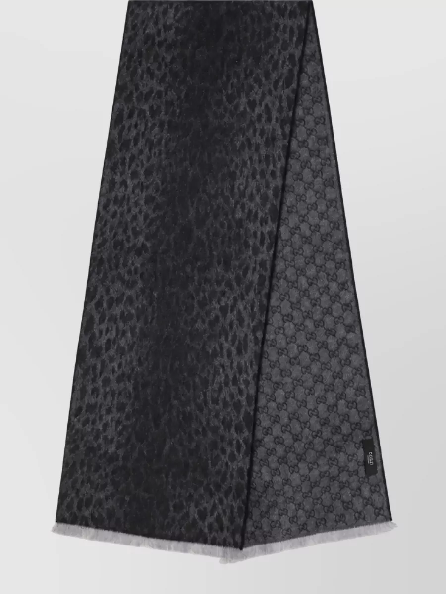 Gucci wool leopard-print logo-print scarf
