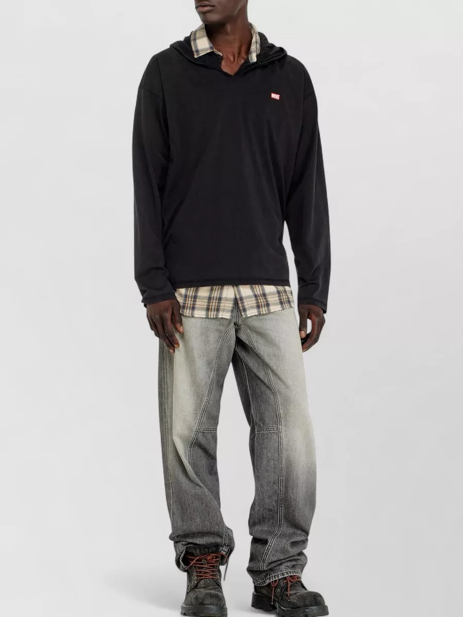Diesel Cotton Relaxed-Fit Long-Sleeve V-Neck T-Shirt