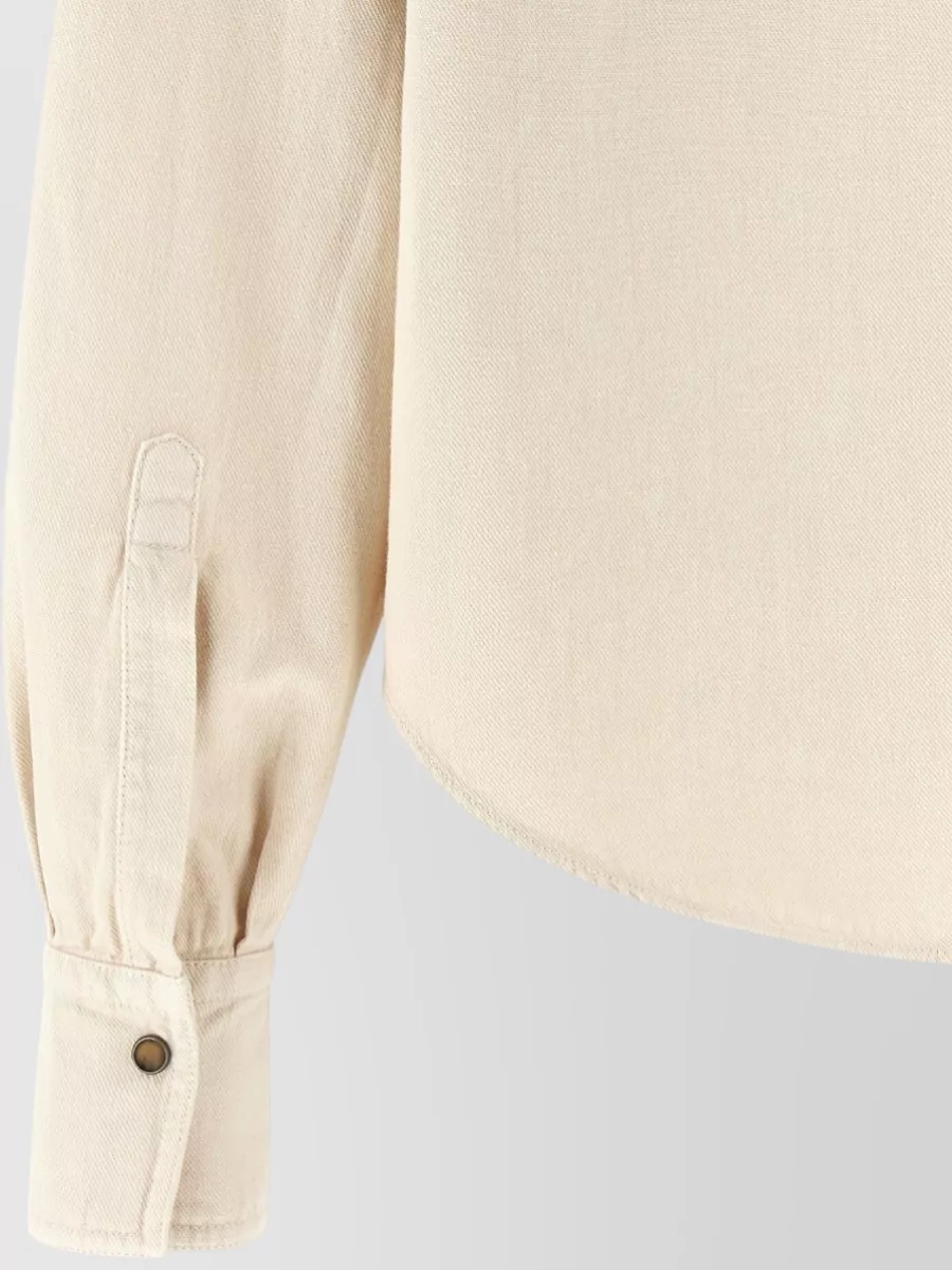 Brunello Cucinelli Cotton Linen Cropped Long-Sleeve Shirt