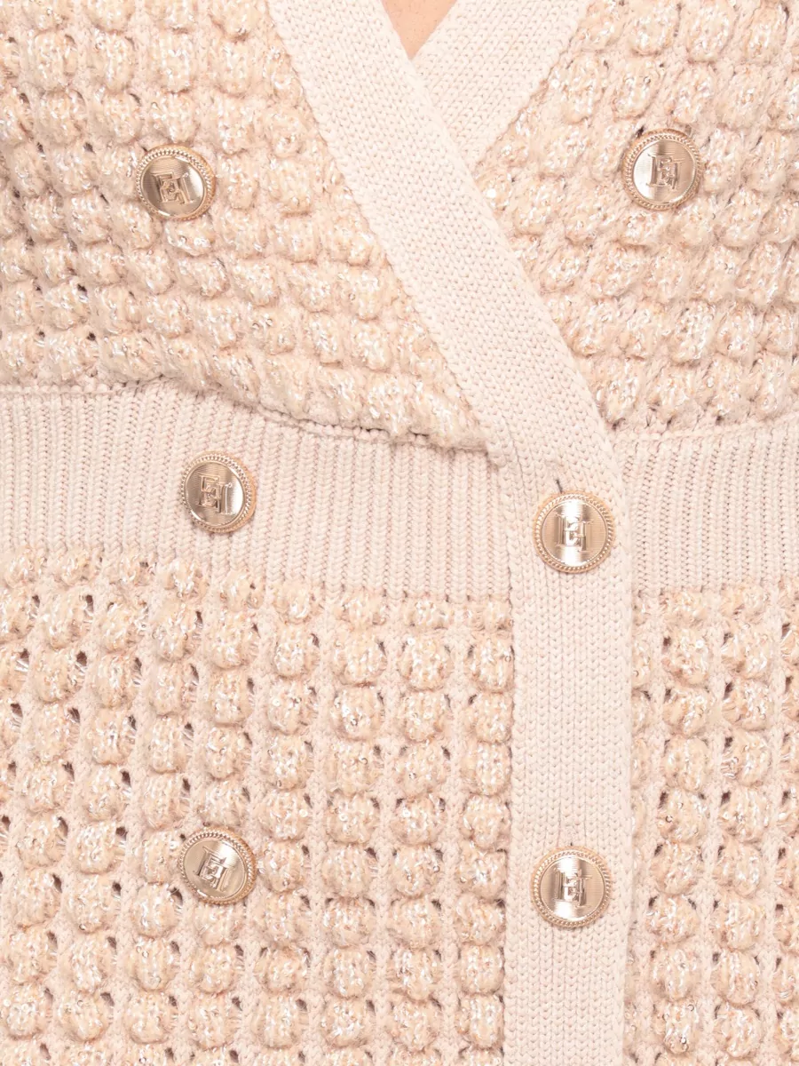 Elisabetta Franchi Sequin Knit Dress V Neckline