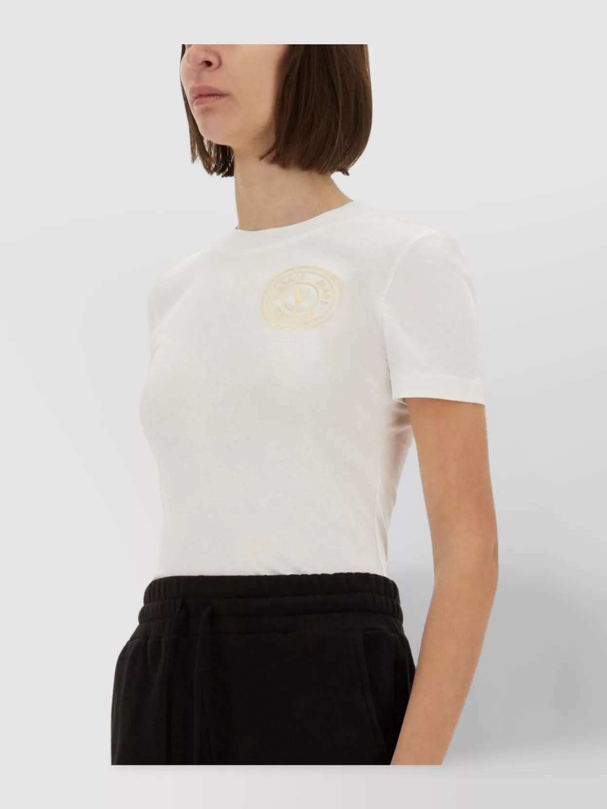 Shop Versace Jeans Couture "v-emblem" Lightweight Crew Neck T-shirt