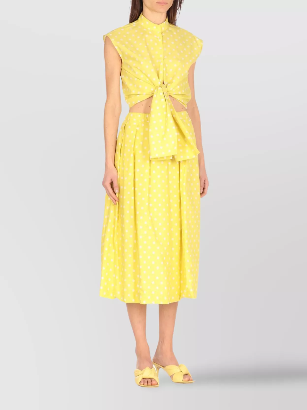 Fabiana Filippi Pois Pattern Tie Front Cotton Top