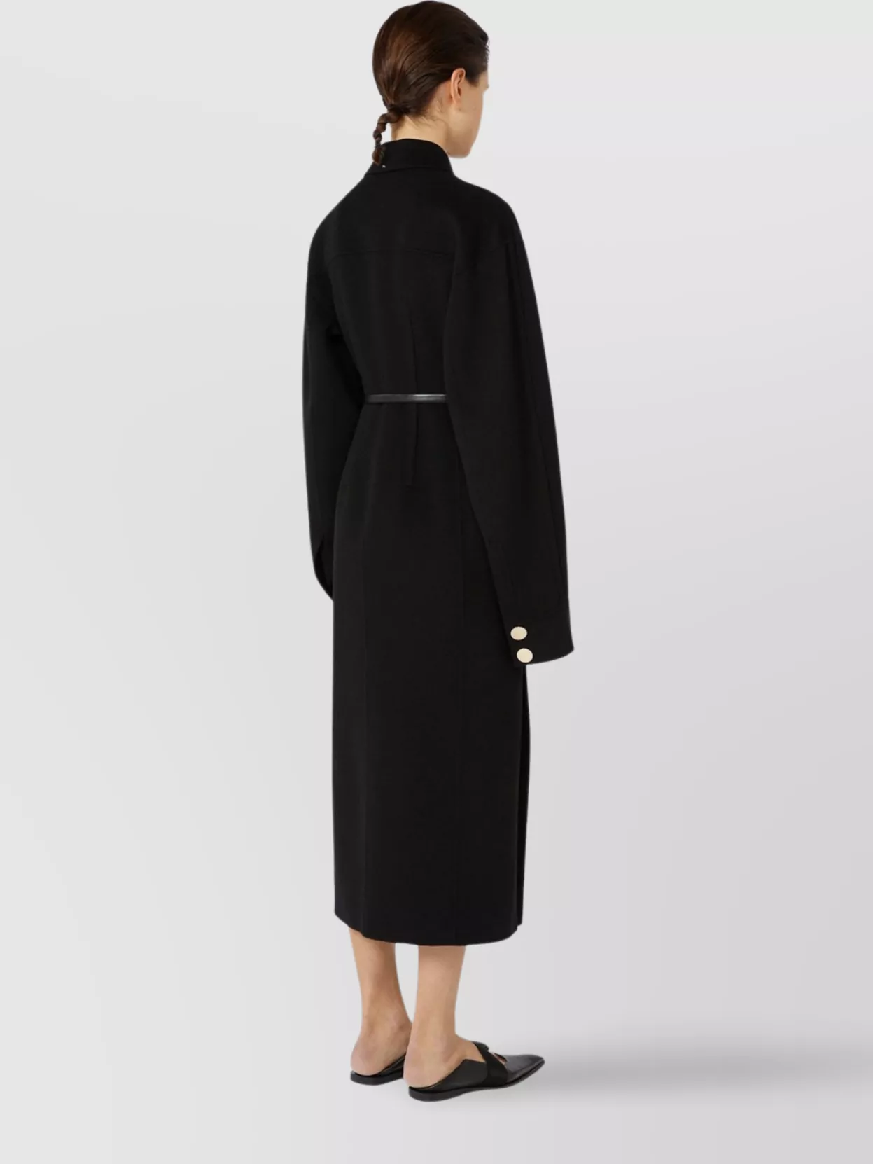 Sportmax Wool Coat Leather Belt