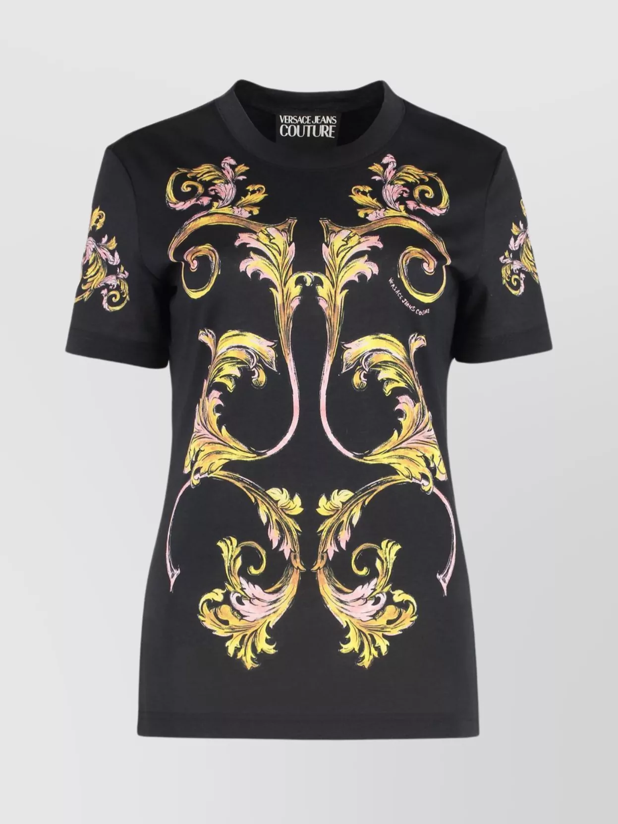 Versace Jeans Couture Graphic Print Crew-neck Cotton T-shirt In Black