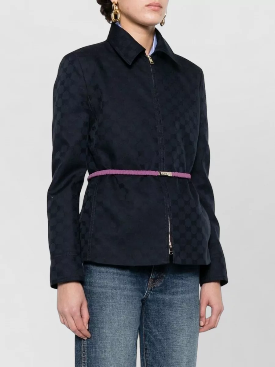 Gucci Logo Print Belted Jacket