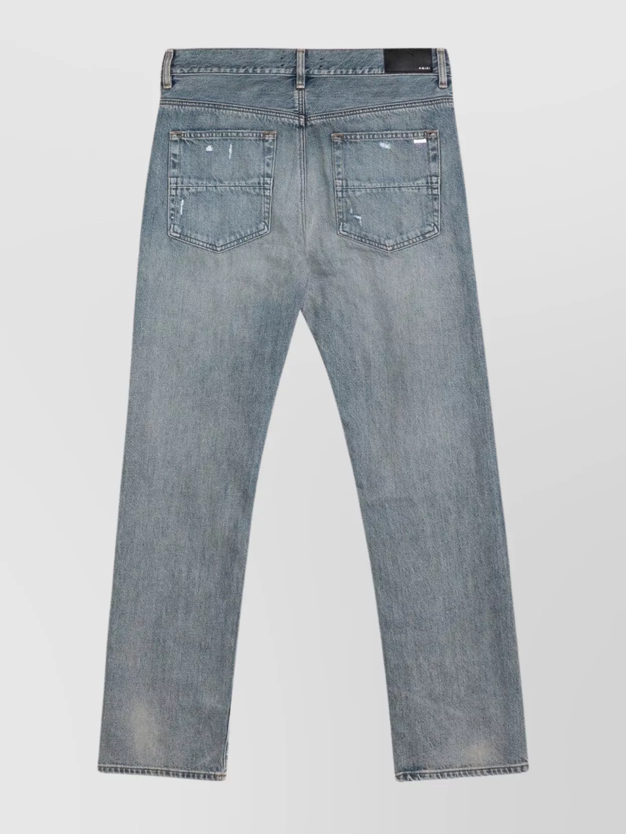 Amiri Distressed Straight Jeans With Belt Loops In Blue