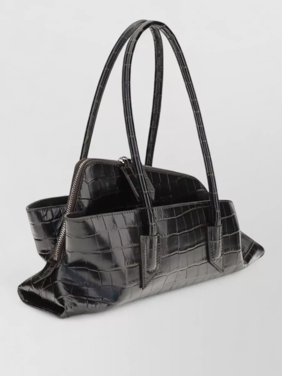 The Attico Small Calf Leather Crocodile Embossed Tote Bag