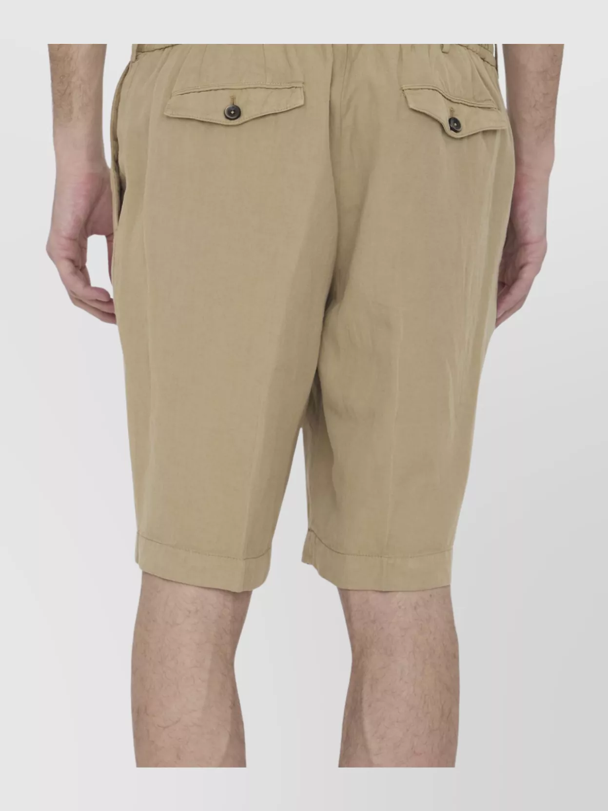 Pt Torino Elasticated Bermuda Shorts With Rear Flap Pockets In Neutral