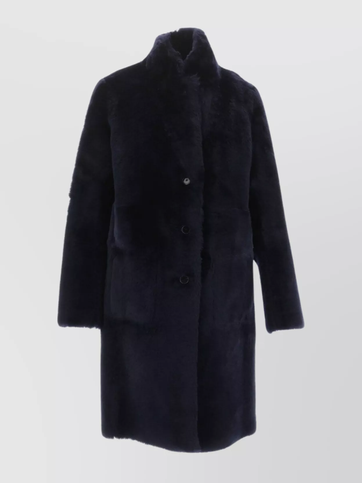 Shop Joseph Shearling Coat Fur Texture Long Sleeve