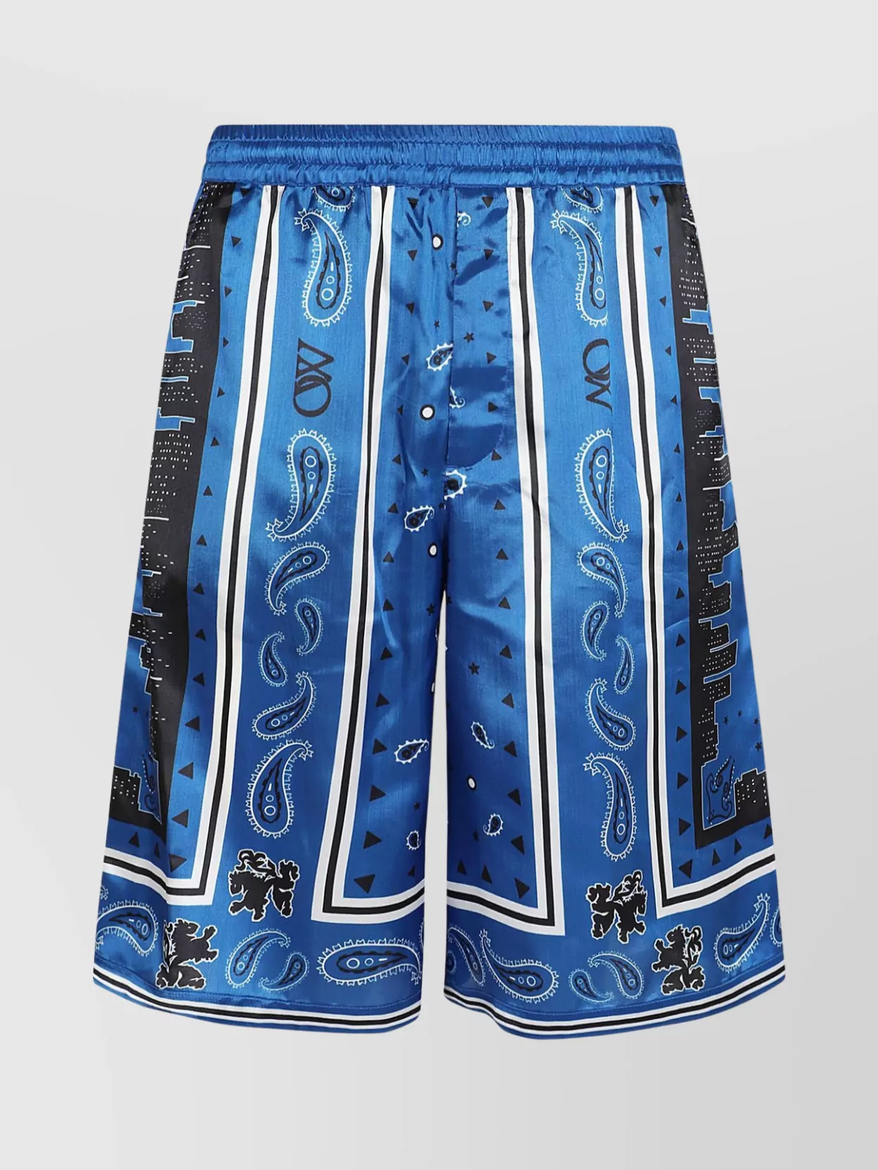 Shop Off-white Graphic Print Elasticated Waistband Shorts