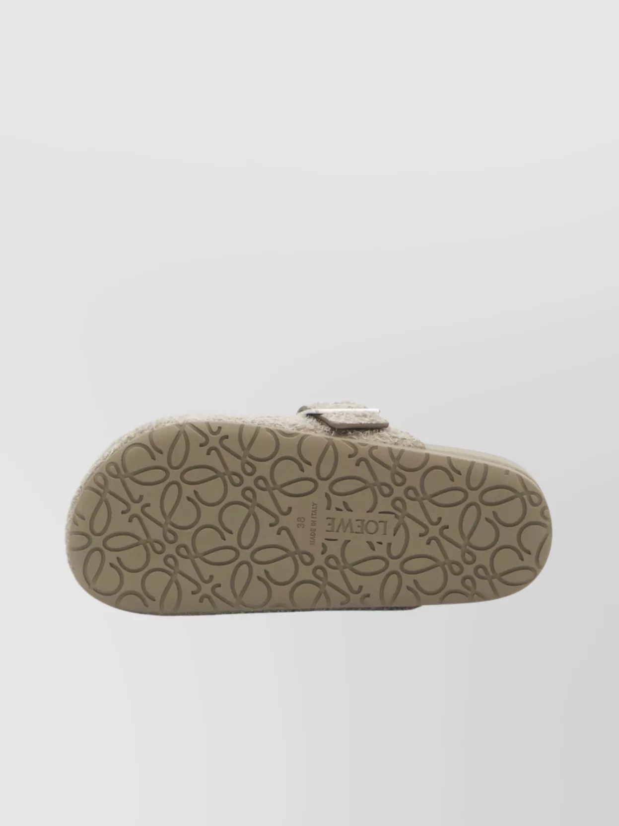 Loewe Brushed Suede Buckle Clogs With Rubber Sole