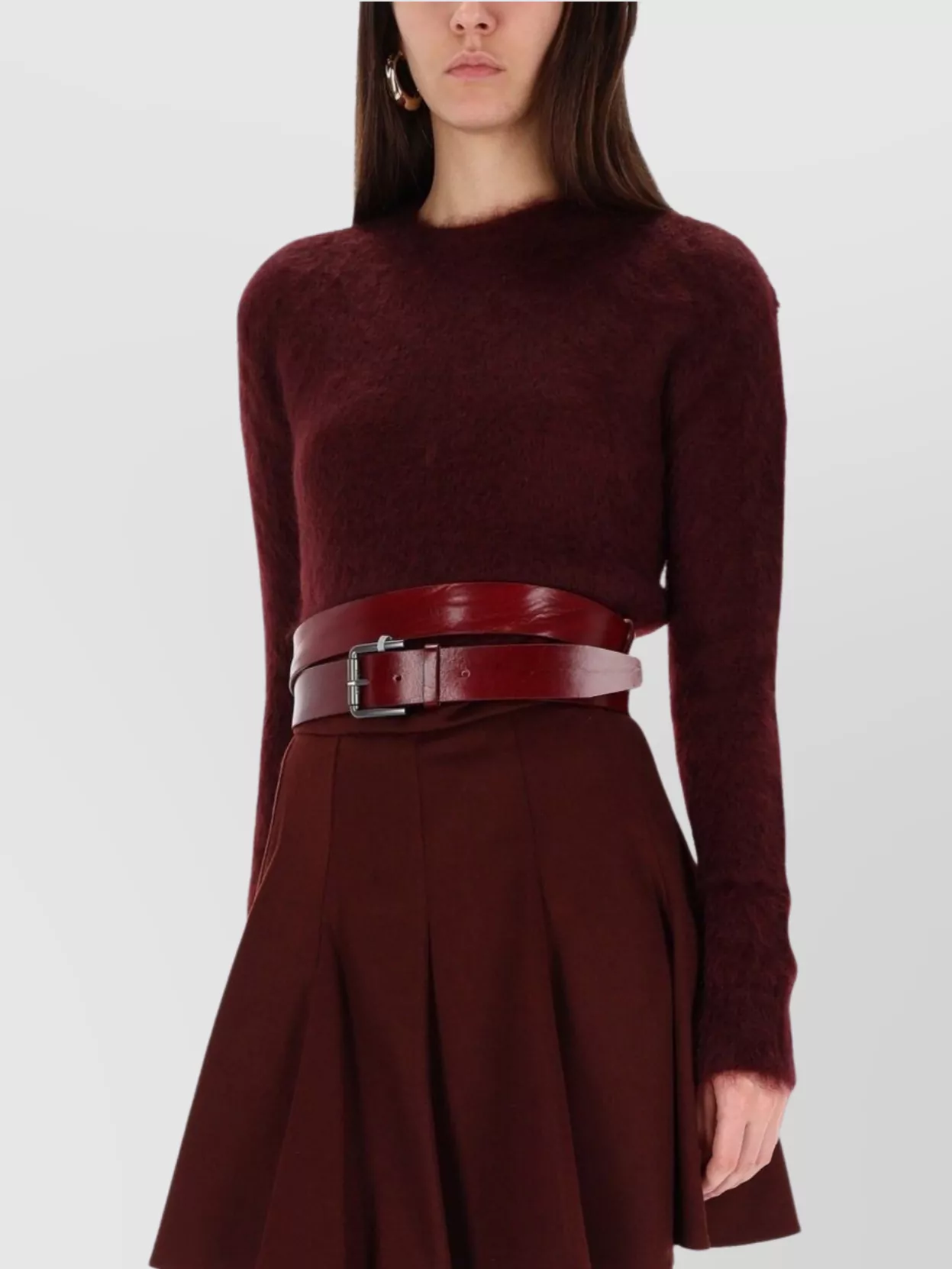 Max Mara Textured Knitwear Long Sleeve Round Neck Top In Purple