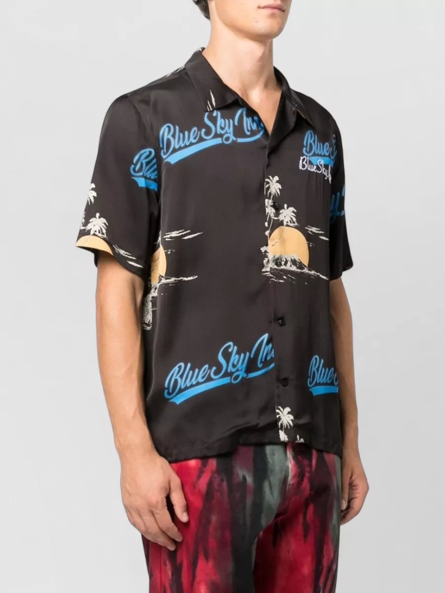 Blue Sky Inn Logo-Print Viscose Short-Sleeve Shirt