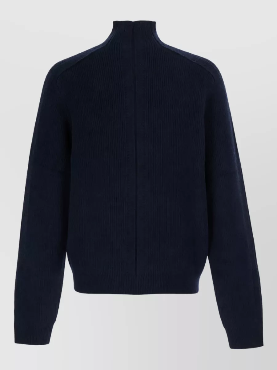 Emporio Armani Ribbed Knit High Neck Wool Zip Jacket