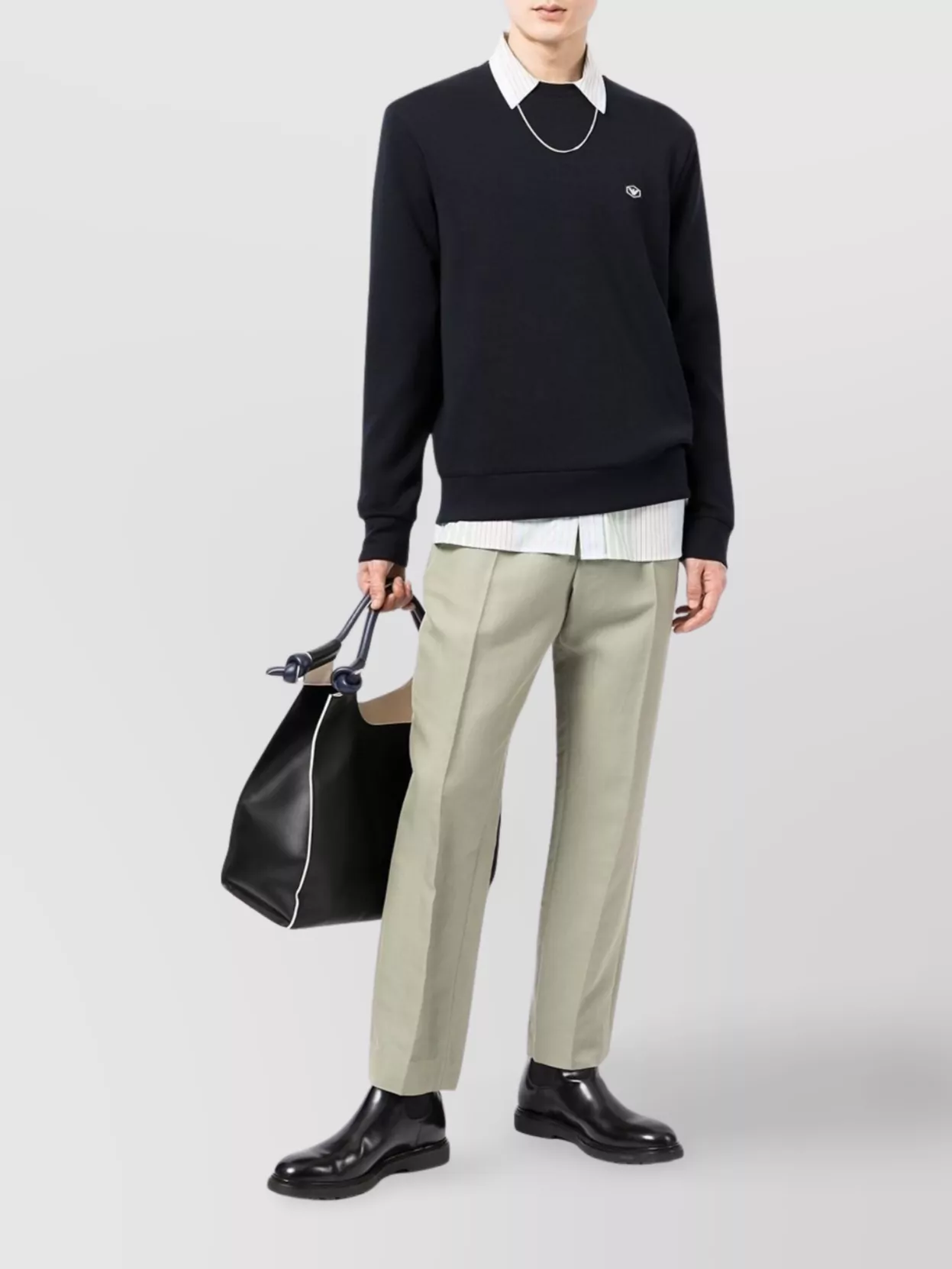 Emporio Armani Crew Neck Logo Cotton Sweatshirt