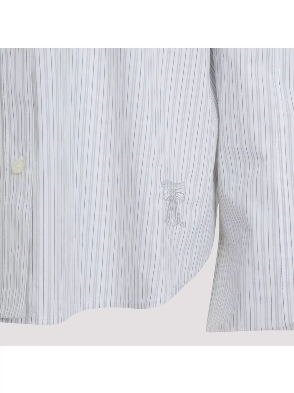 Acne Studios Striped Cotton Blouse With Pointed Collar In White