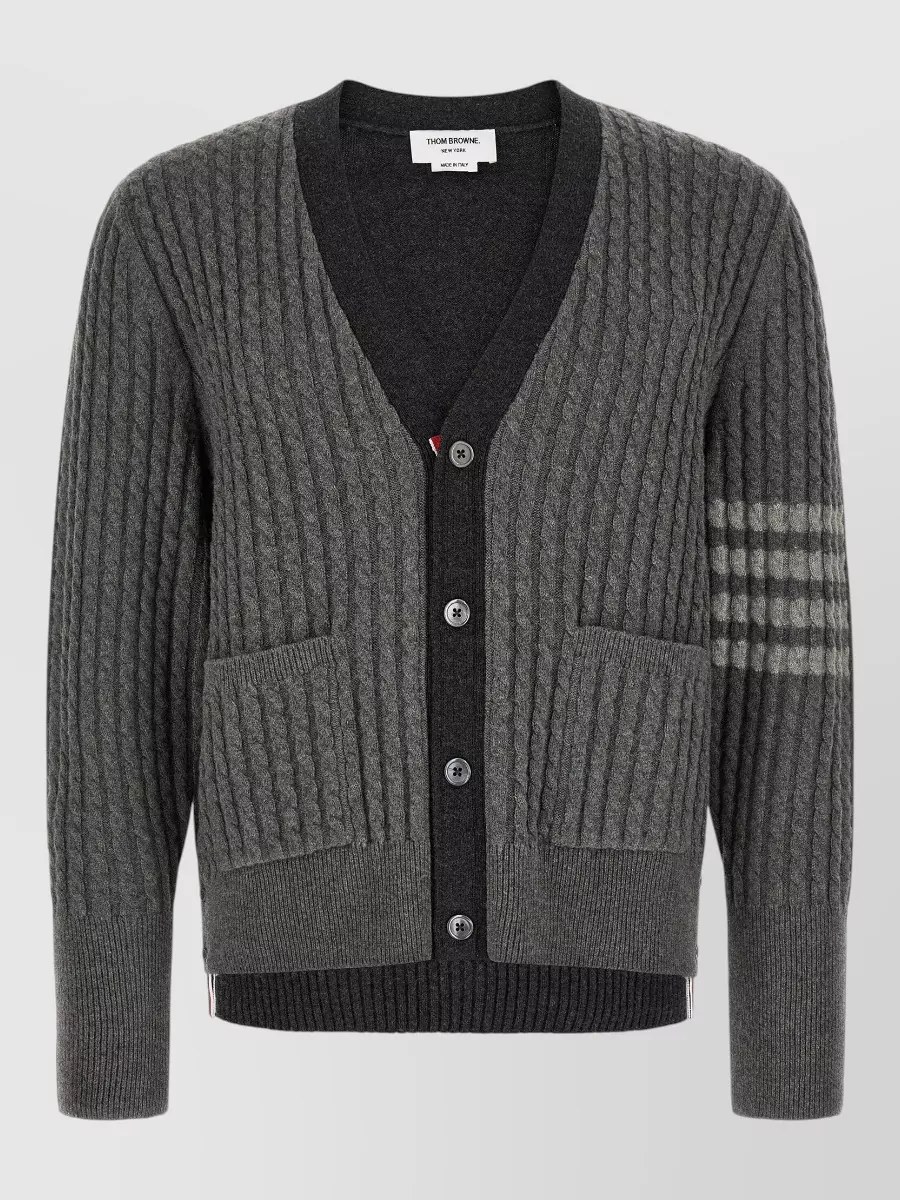 Thom Browne virgin wool cable-knit v-neck cardigan