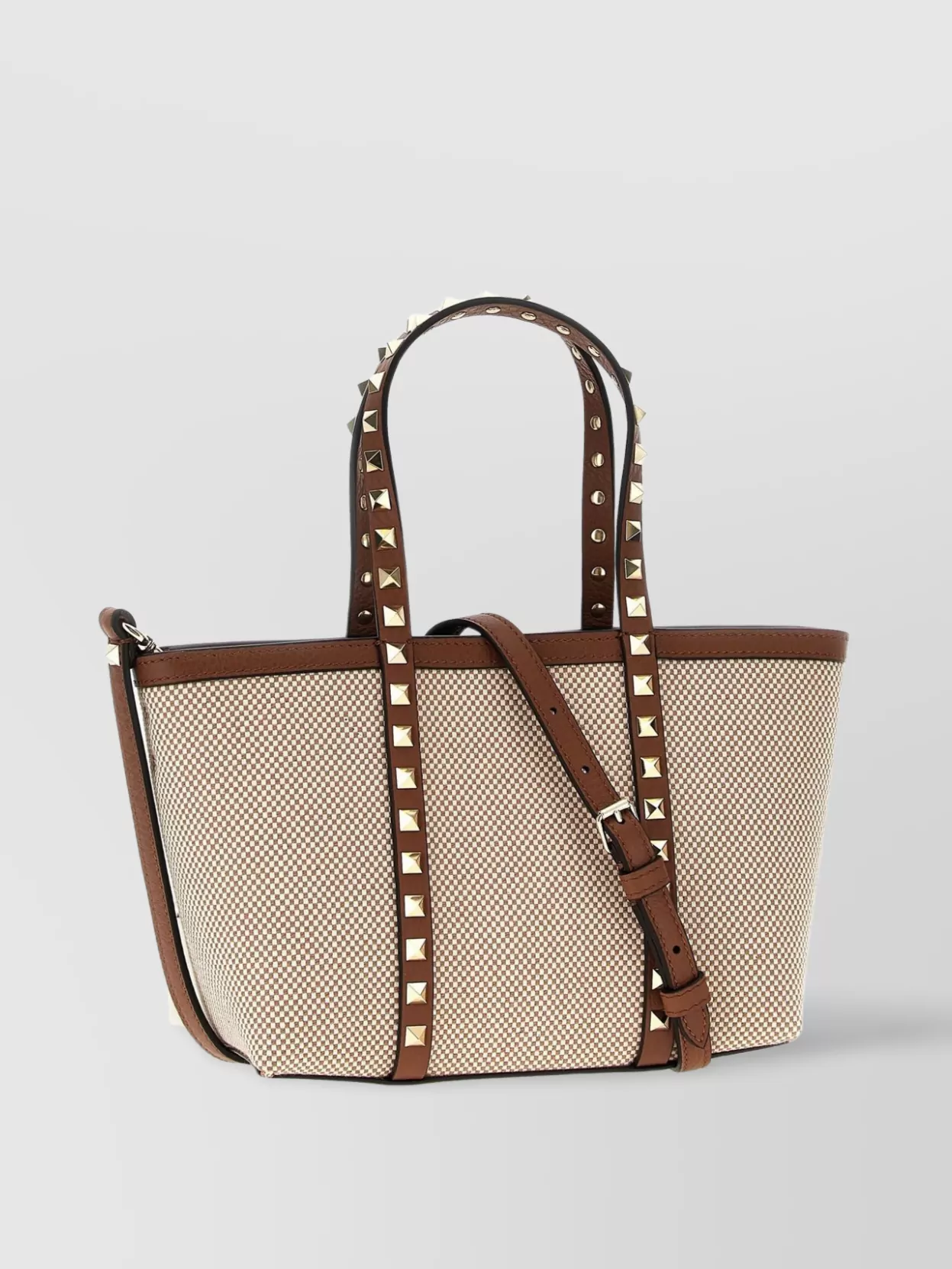 Valentino Garavani Rockstud Checkered Small Shopping Bag