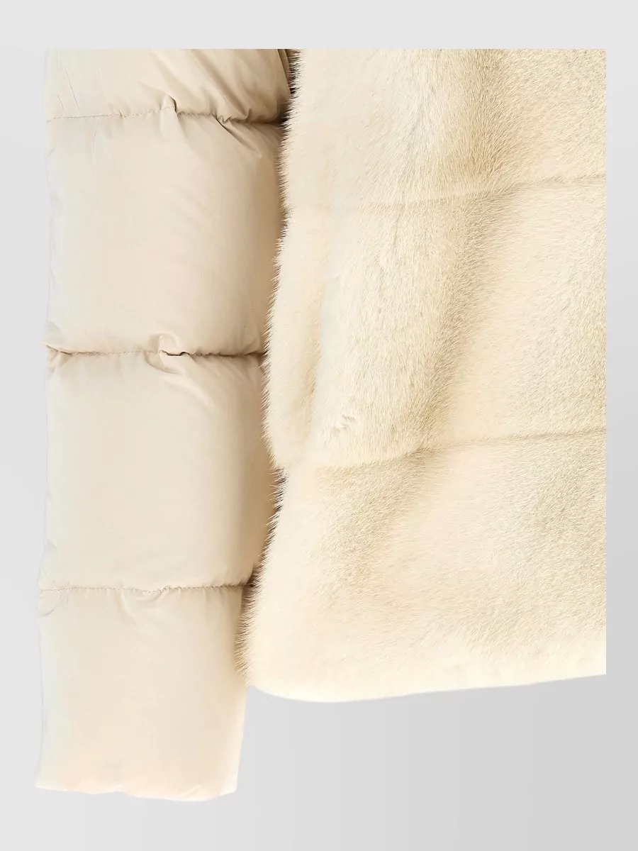 Moorer Cashmere Shearling Panel Quilted Down Jacket