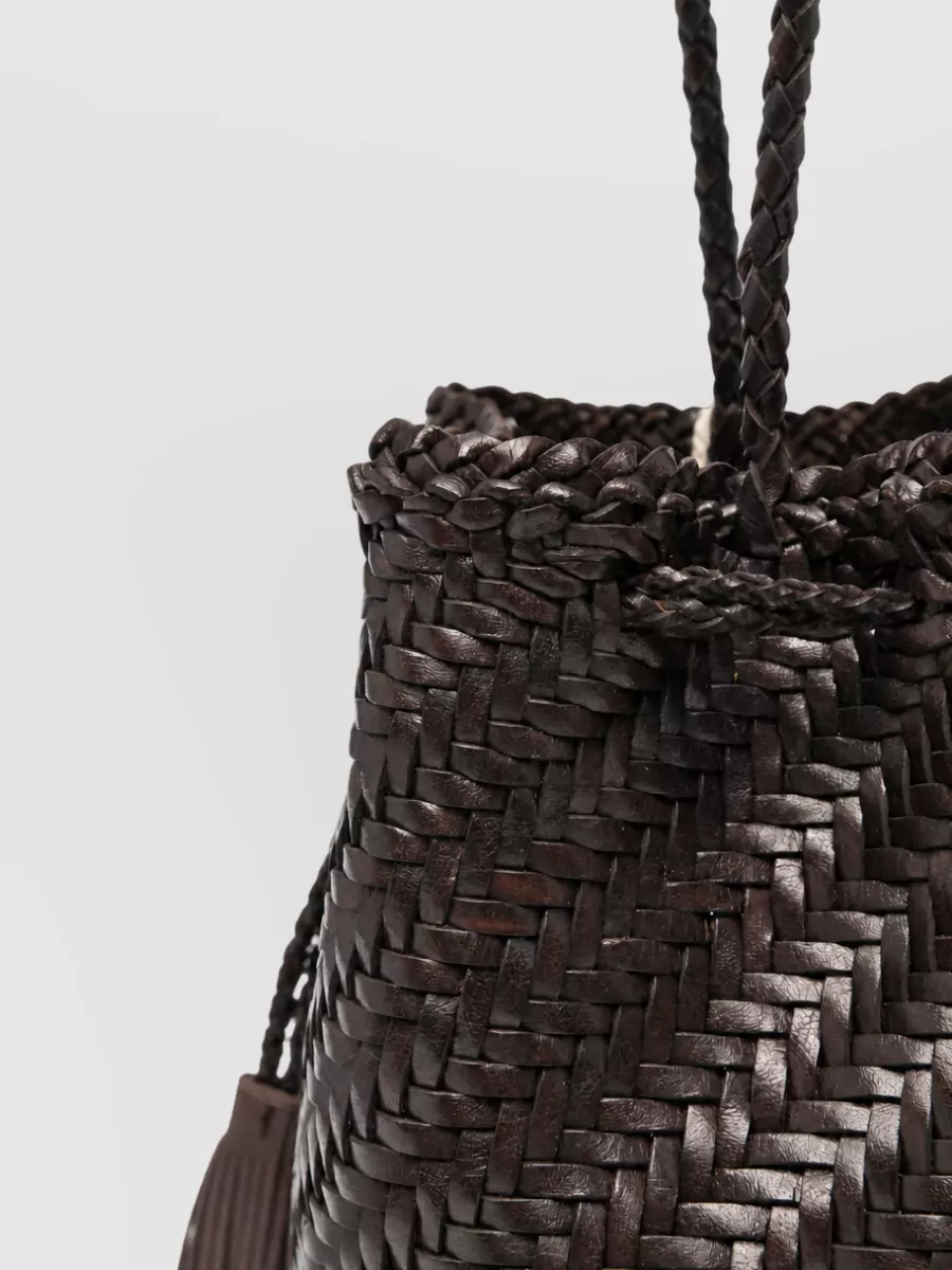 Dragon Diffusion Na Calf Leather Woven Drawstring Bucket Bag