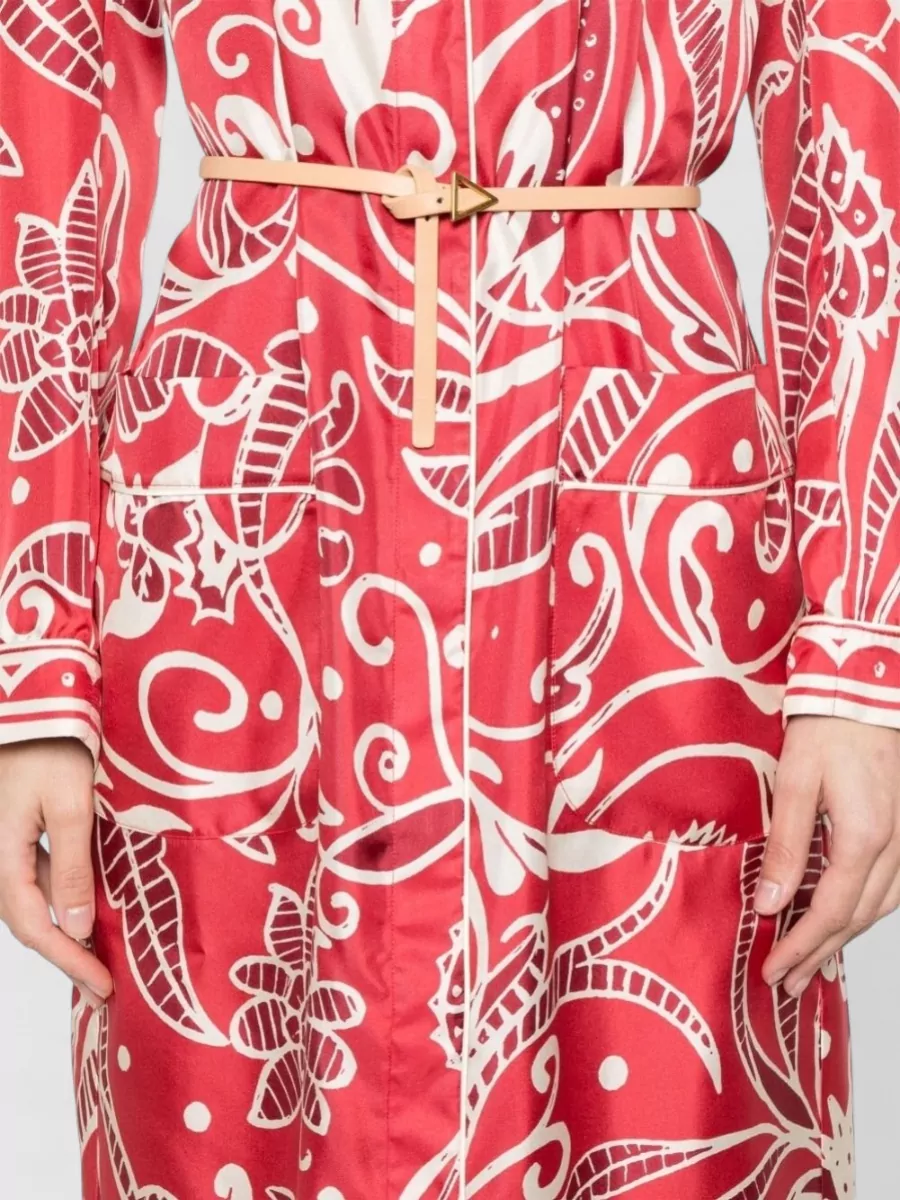 F.r.s For Restless Sleepers Silk Printed Long Shirt Dress
