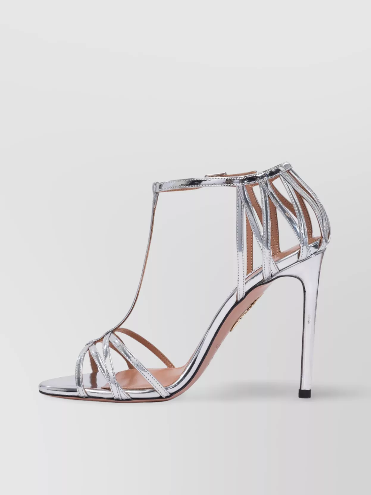 Aquazzura High Heel Sandals With Metallic Strappy Design