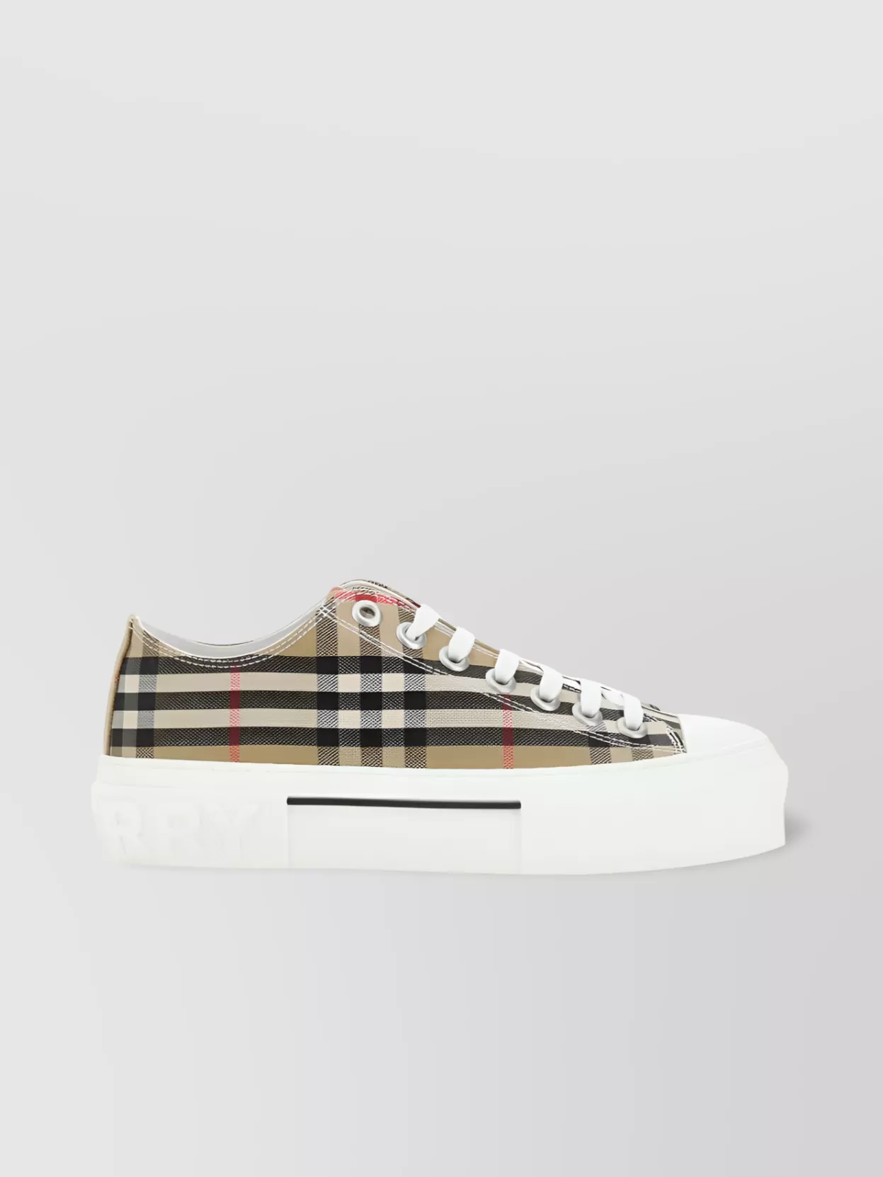 Shop Burberry Vintage Check Cotton Canvas Sneakers In Cream