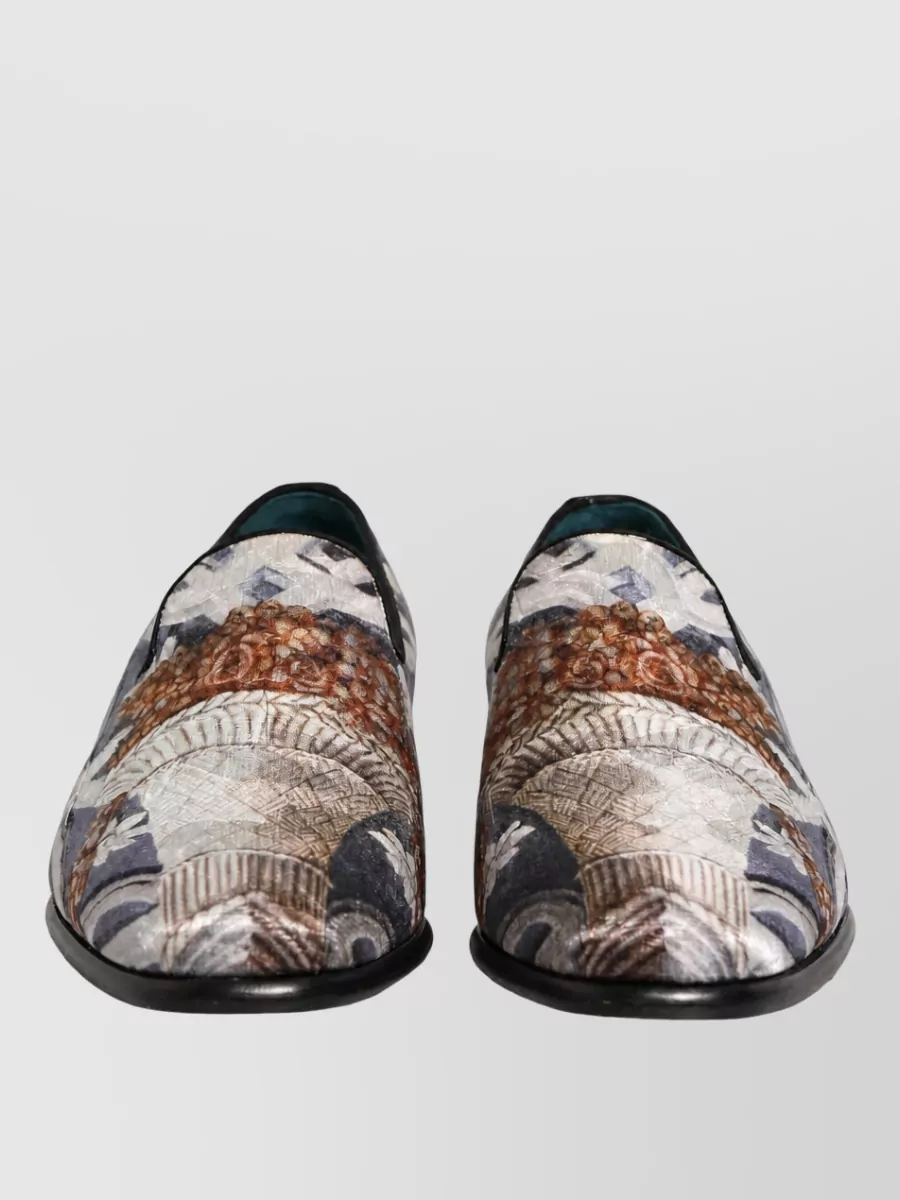 Dolce&Gabbana Leather Floral-Embroidery Loafers