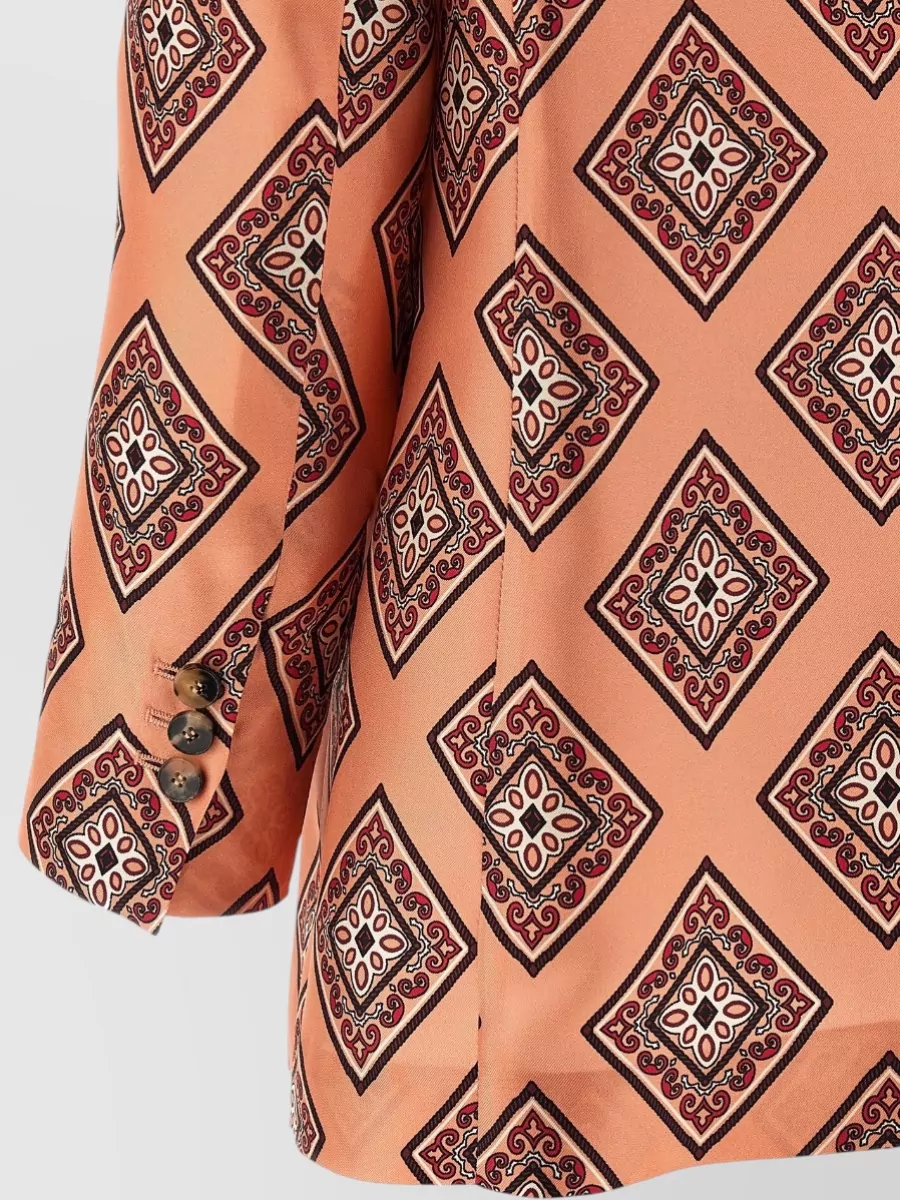 Alberto Biani Silk Tie Print Single-Breasted Blazer