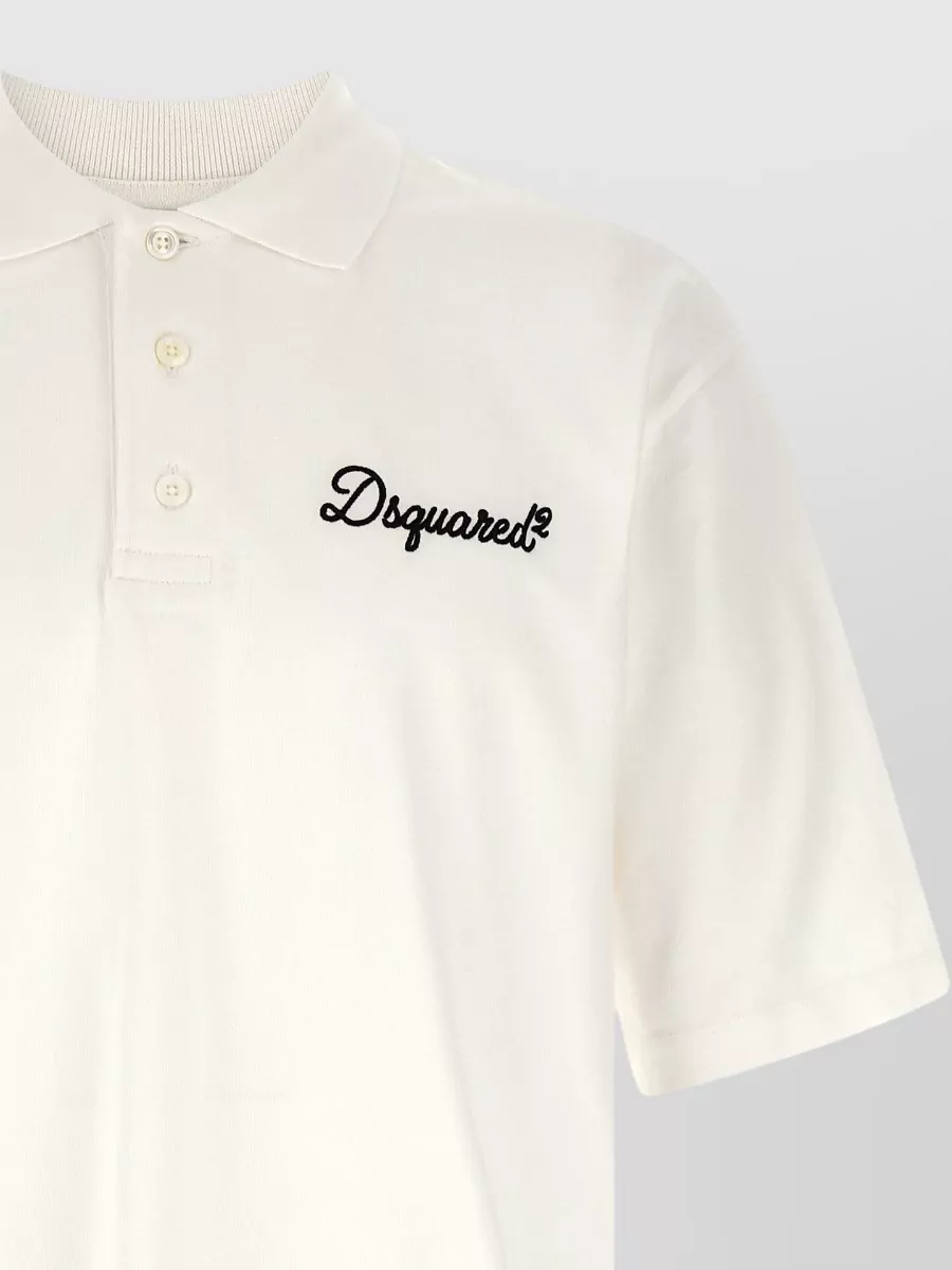 Dsquared2 Signature Polo Shirt Ribbed Collar Short Sleeves