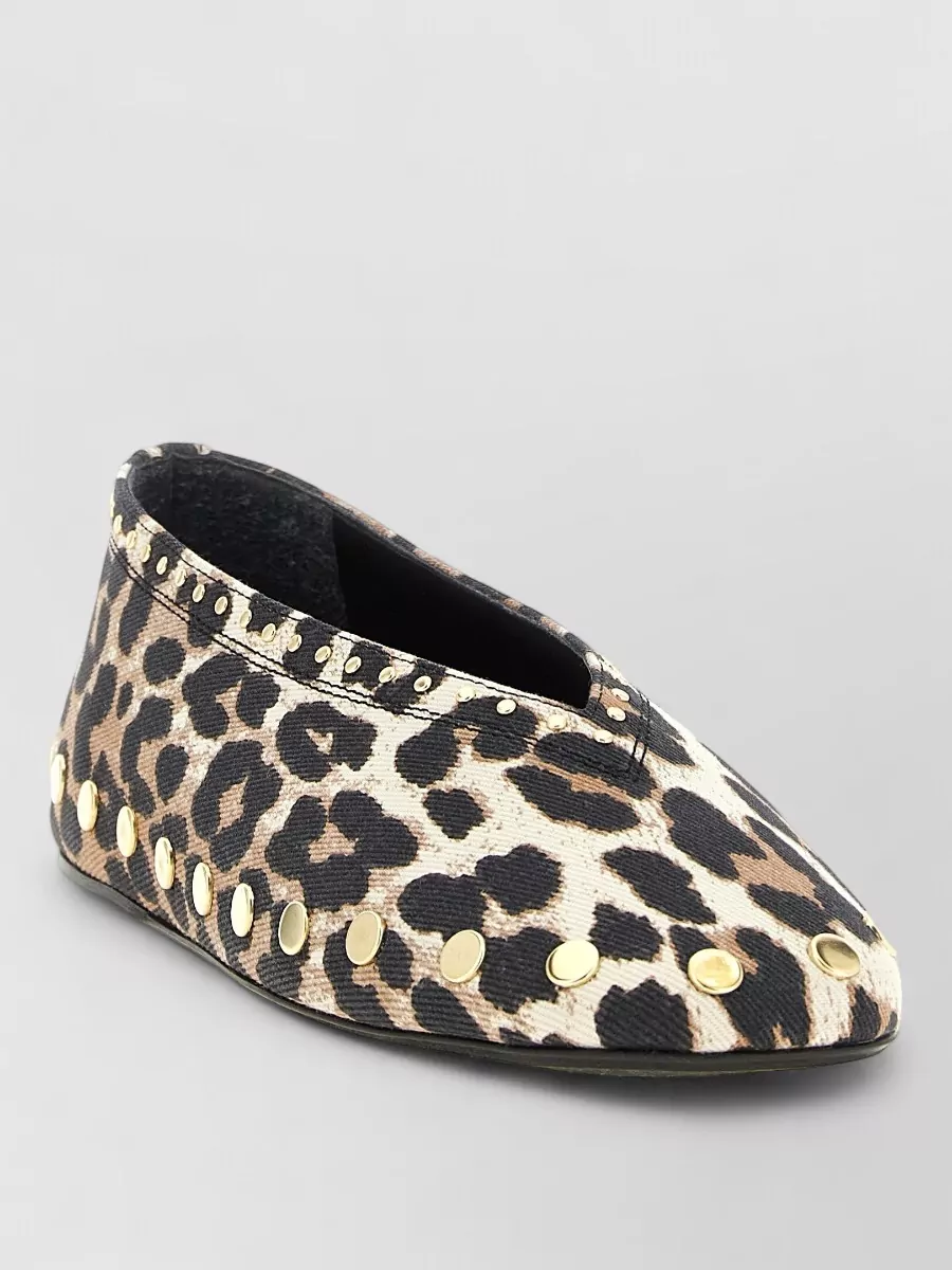 Ganni cotton leopard-print ballerina flats