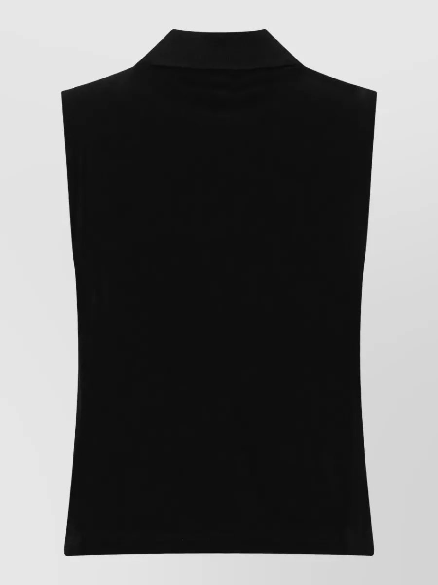 Saint Laurent Sleeveless Denim Polo Top