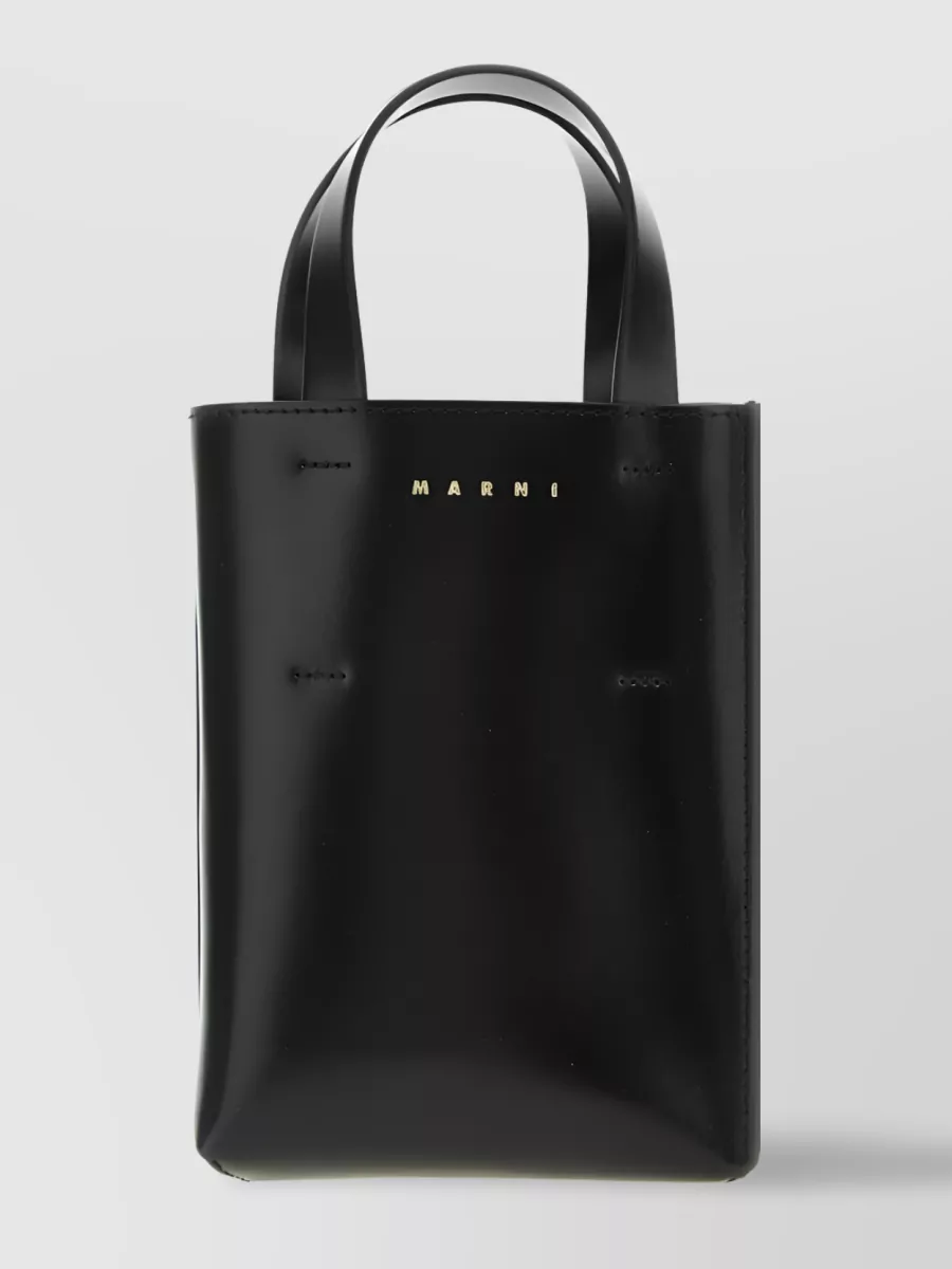 Marni Museo Nano Leather Tote Bag In Black