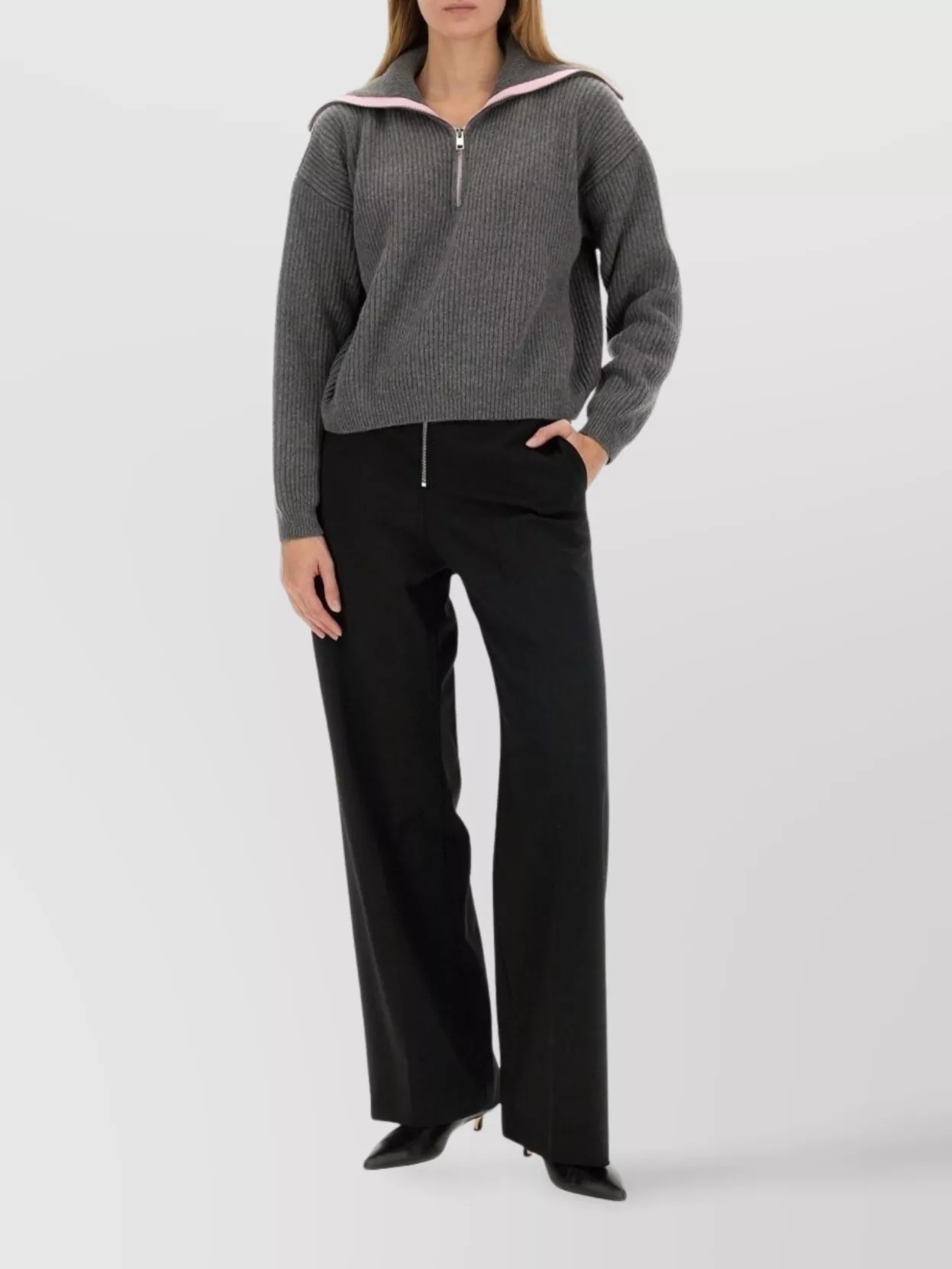 MSGM HIGH WAIST WIDE LEG TROUSERS WITH SIDE POCKETS