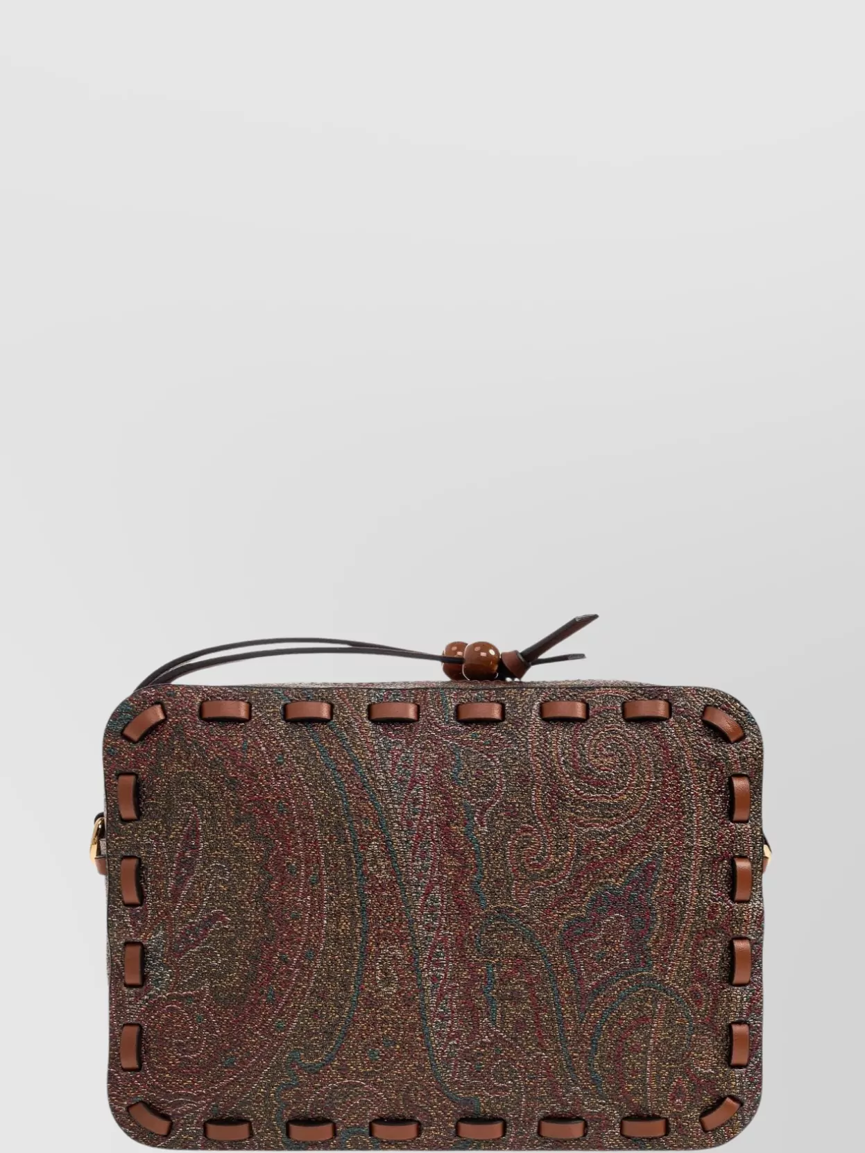 Etro Threading Leather Trim Paisley Shoulder Bag