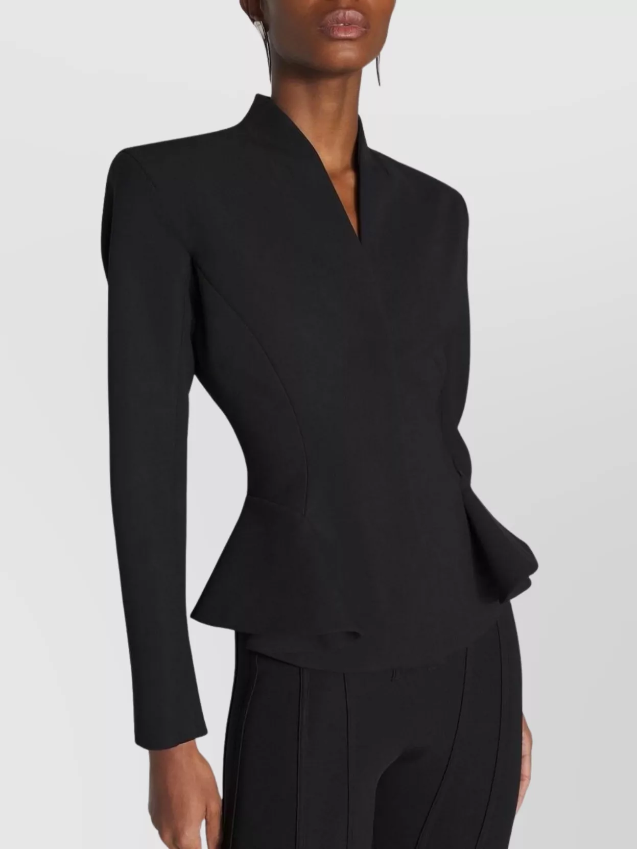 Mugler Tailored Peplum Blazer Featuring Structured Shoulders
