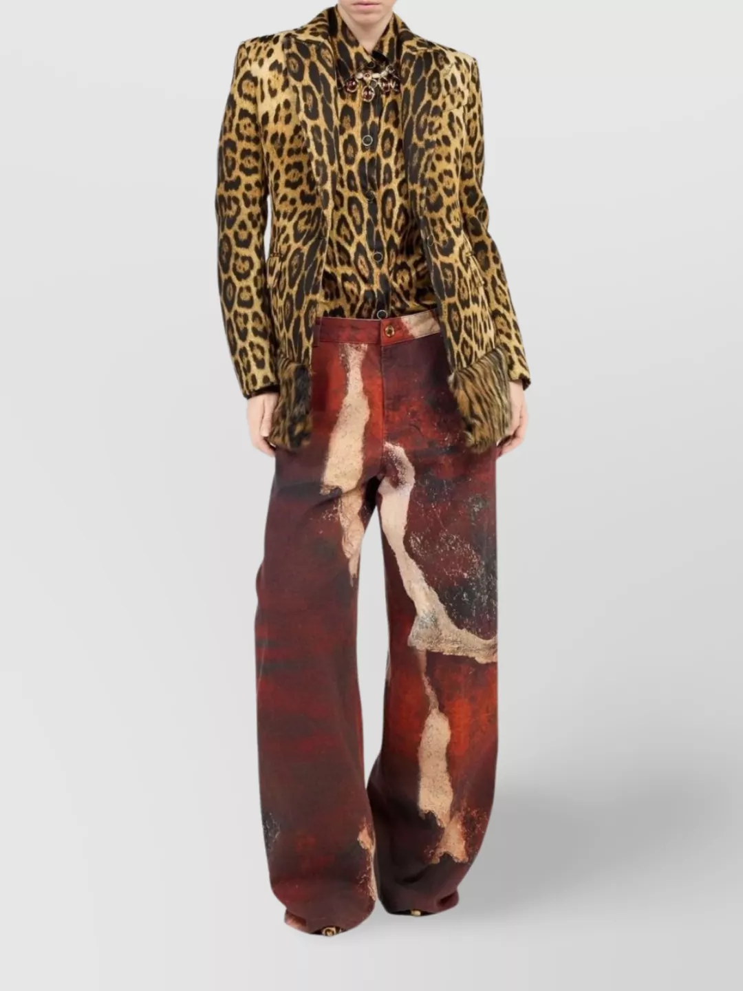 Roberto Cavalli Animal Print Long Sleeve Casual Top