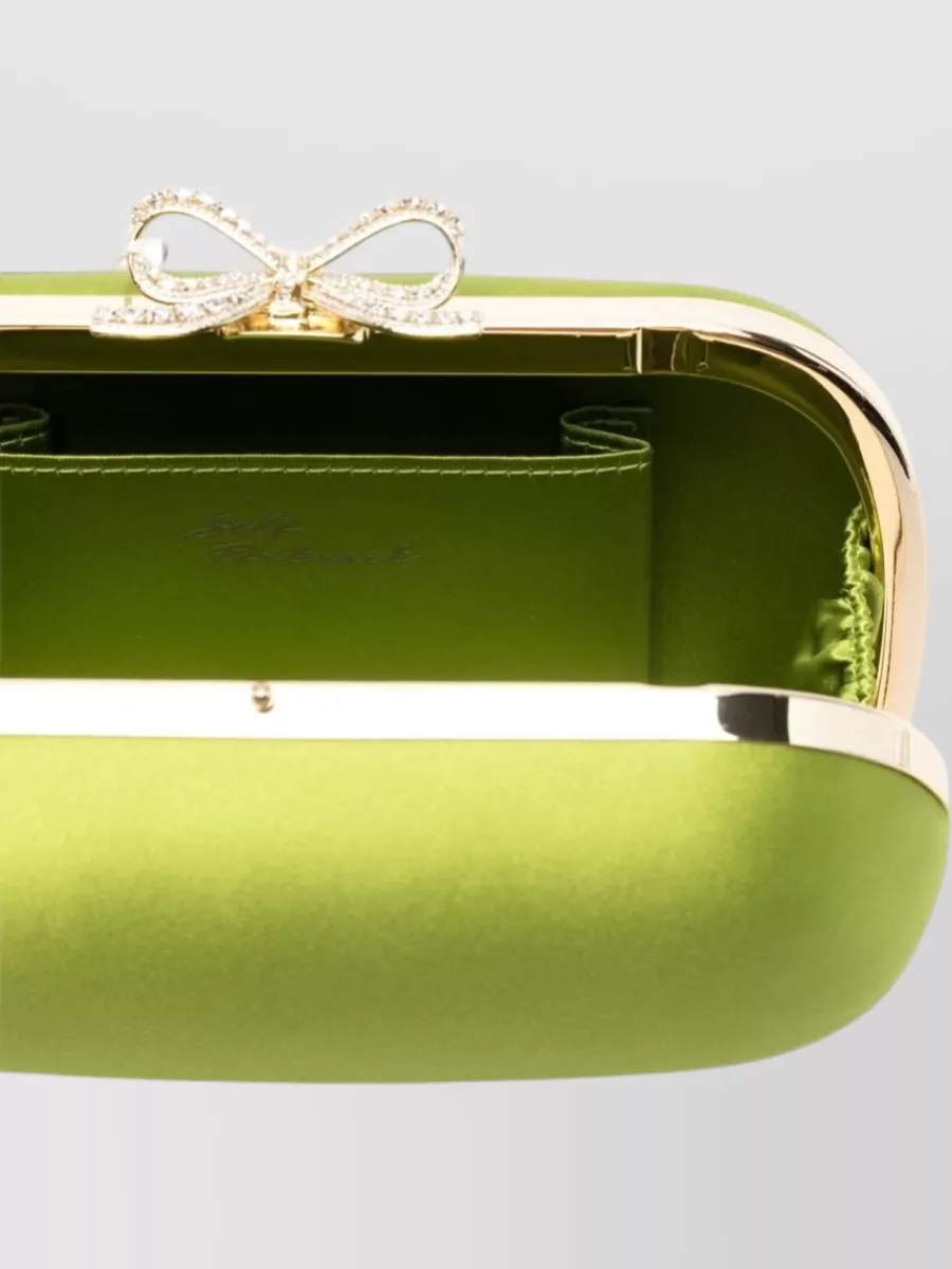 Self-Portrait The Bow Satin Clutch Bag