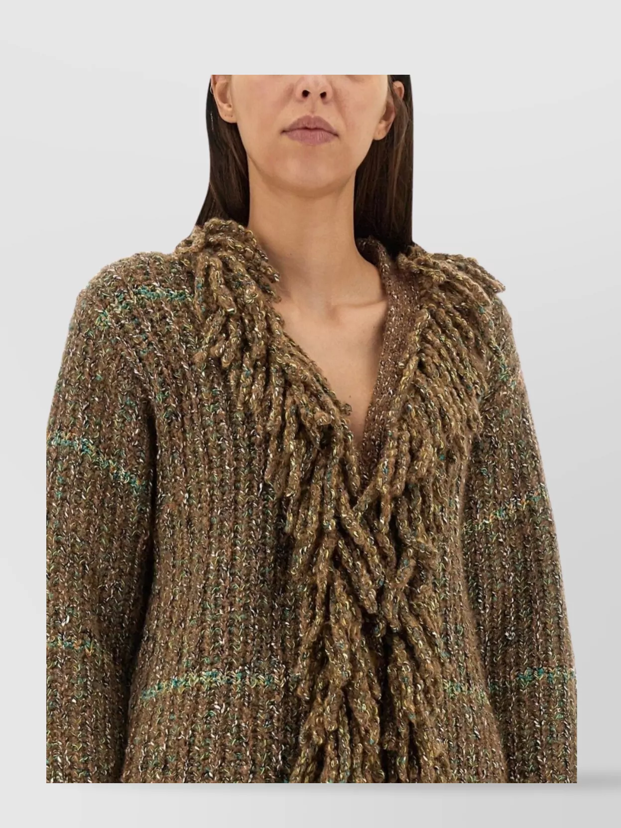 Shop Stella Mccartney Fringed Longline Knit Cardigan