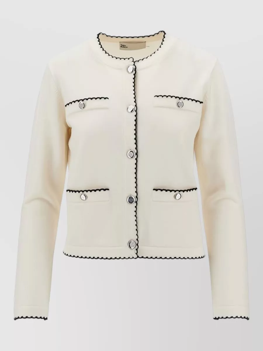 Tory Burch Wool scallop trim cardigan